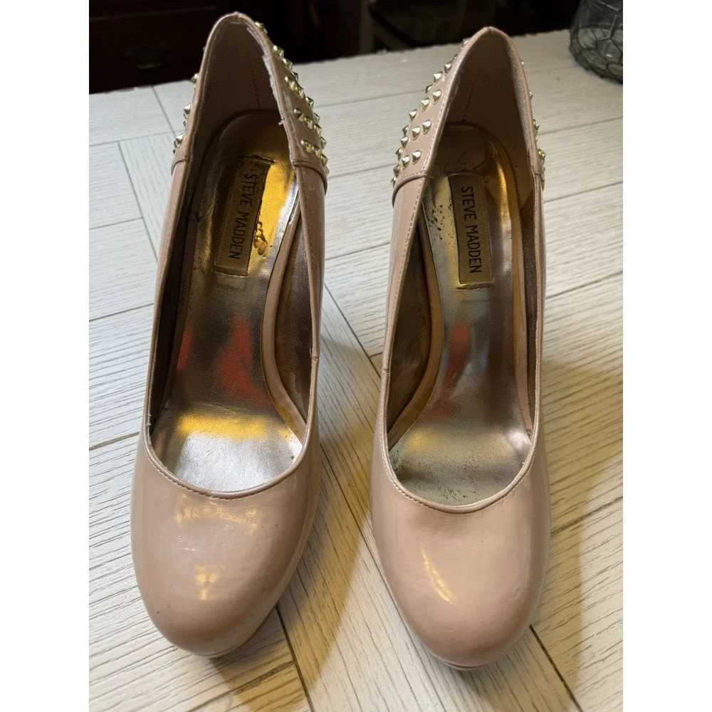 Steve Madden P-Eden‎ Women's Nude Beige Gold Studded 4